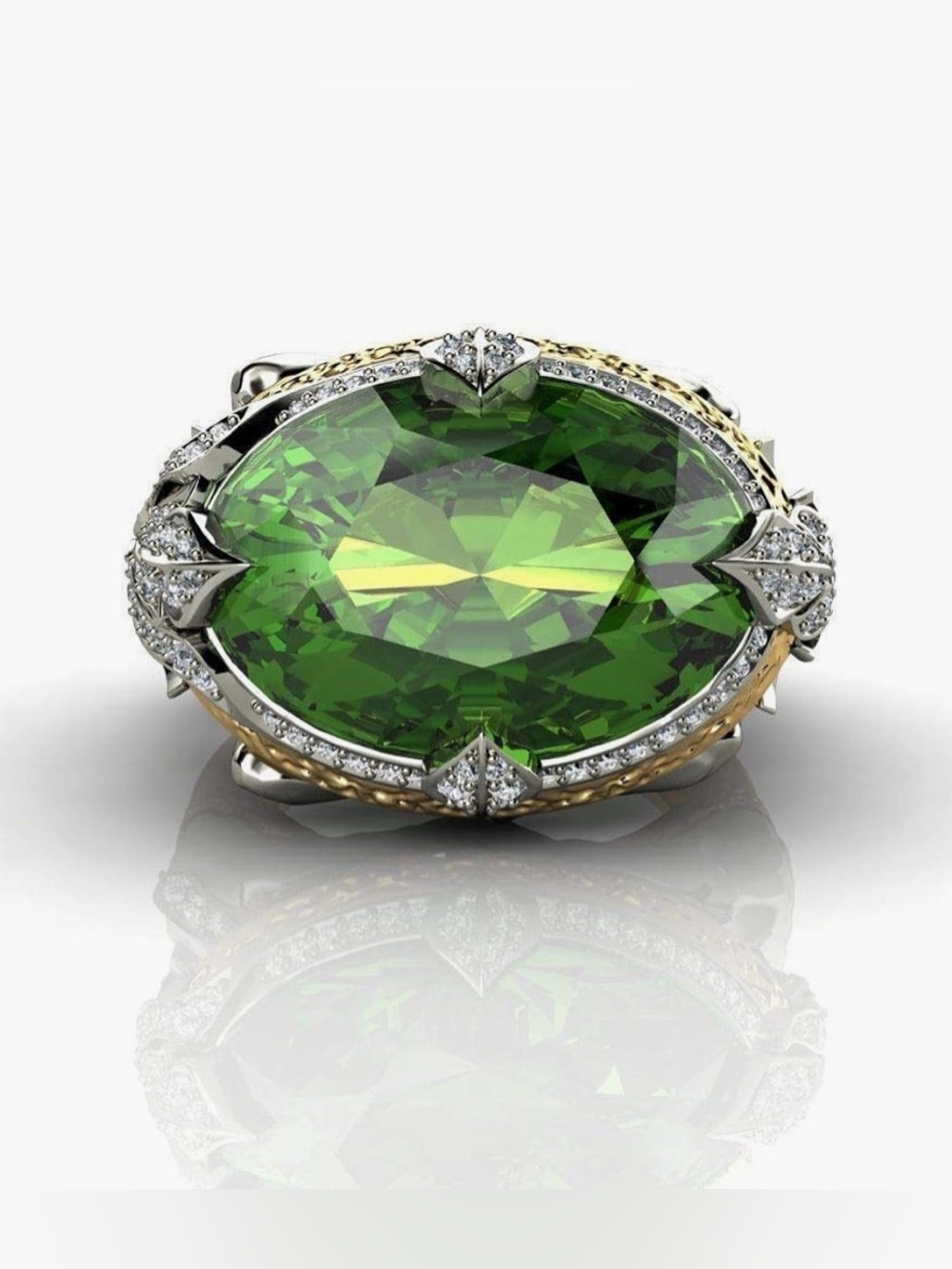 Antiqued Neiman Marcus 18KT Gold vermeil peridot Topaz Ring size 8